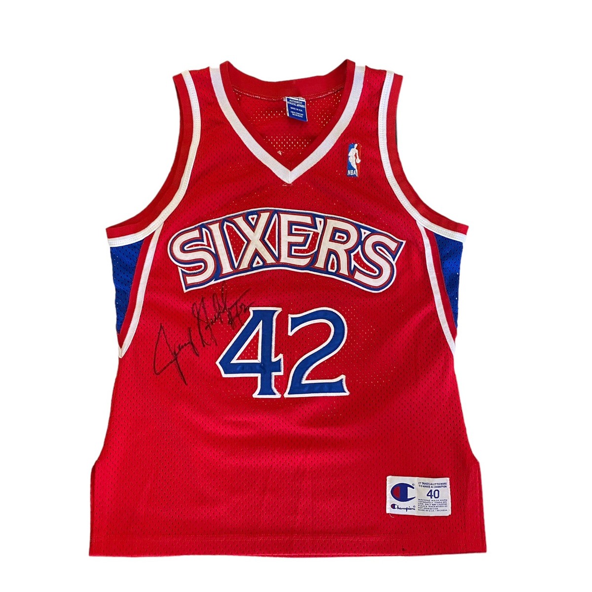 100% Authentic Jerry Stackhouse Signed Champion Sixers NBA Jersey