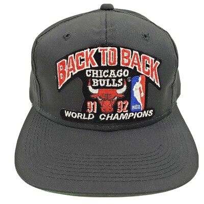 Vintage 1992 Chicago Bulls Championship Black Snapback Hat Cap NBA