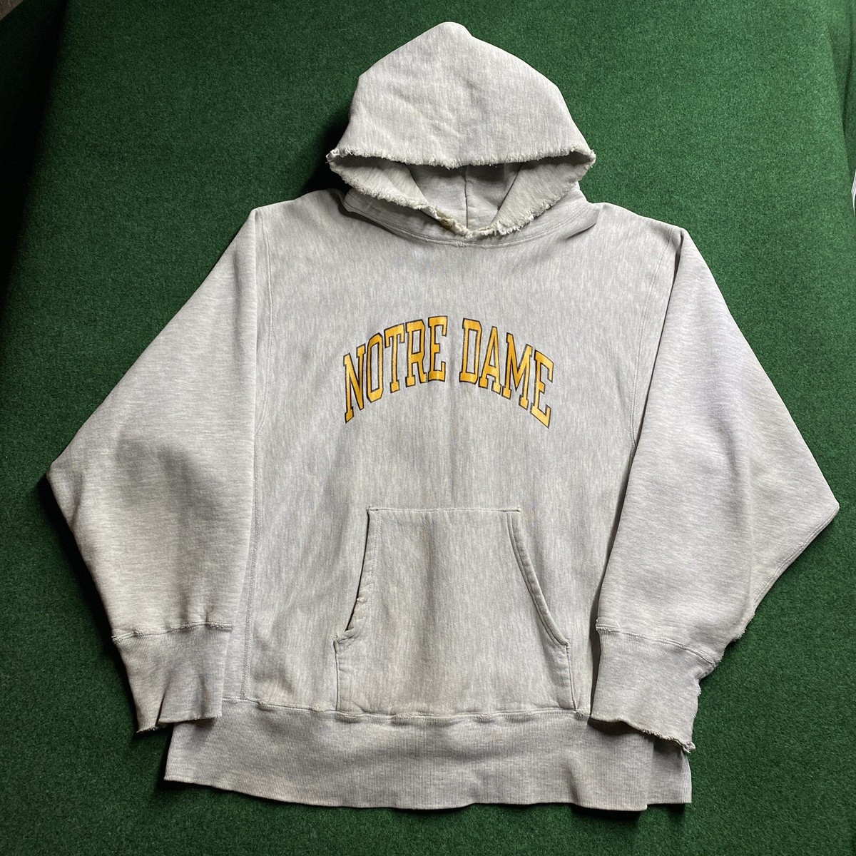Vintage 80S Champion Hoodie Mens Large Gray Notre Dame Reverse