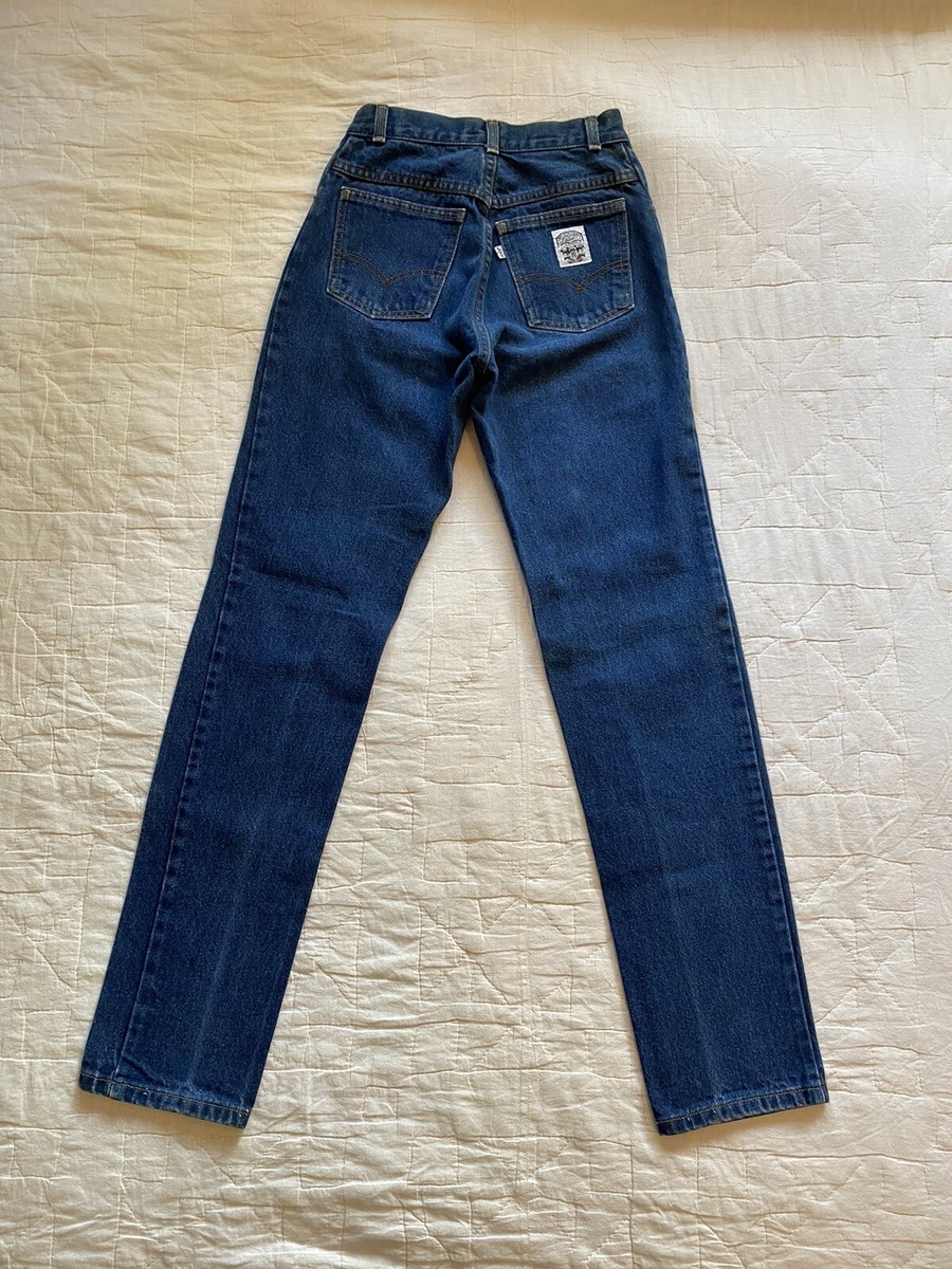 VTG Women's Levi's 25x32 White Tab Jeans Dark Wash Blue Denim 80s