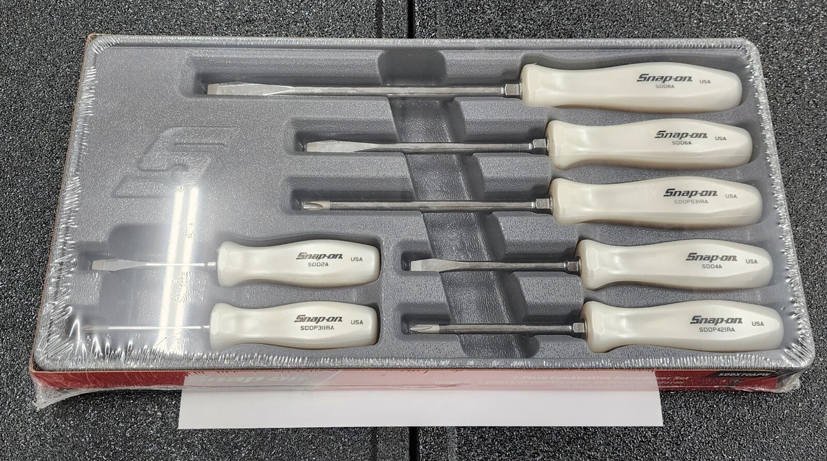 Snap-on Tools USA NEW 7pc PEARL WHITE Combination Screwdriver Set