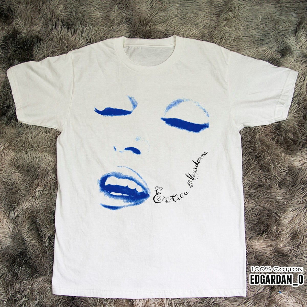 Madonna - Erotica Album Heavy Cotton White Unisex T-shirt Size S