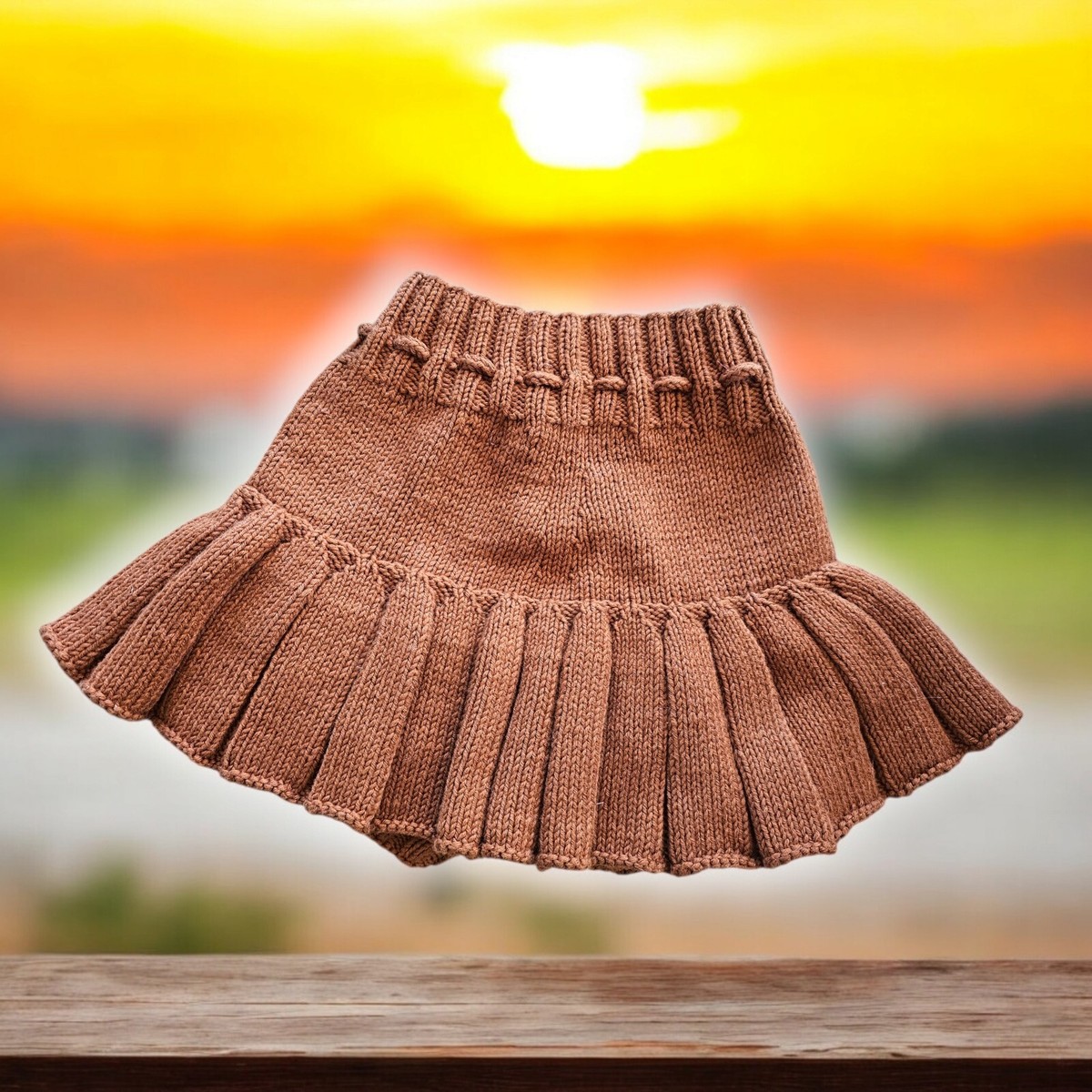 Misha & Puff Skating Pond Skirt Size 3-4 Yr. Brown Knit 100