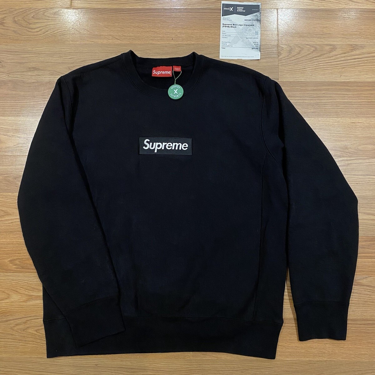 Supreme Box Logo Crewneck FW18 Sweatshirt StockX Black Bogo Size