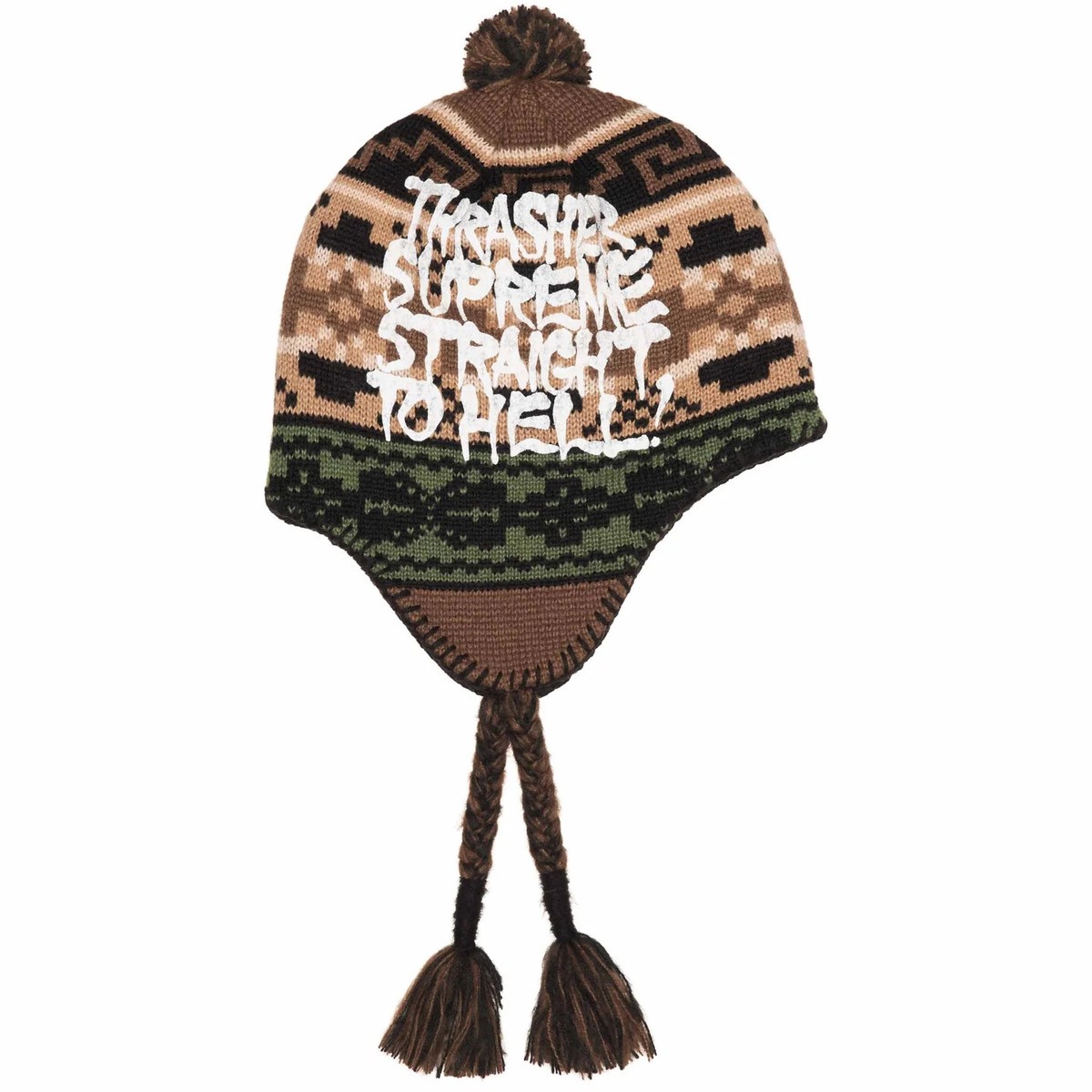 Supreme x Thrasher Earflap Beanie Black Brown Red 3colors FW24 | eBay