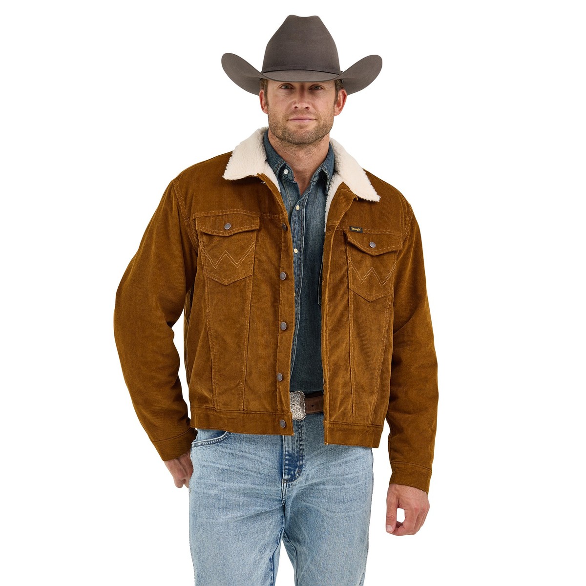Wrangler Men's Cowboy Cut Corduroy Brown Western Jacket 112367603