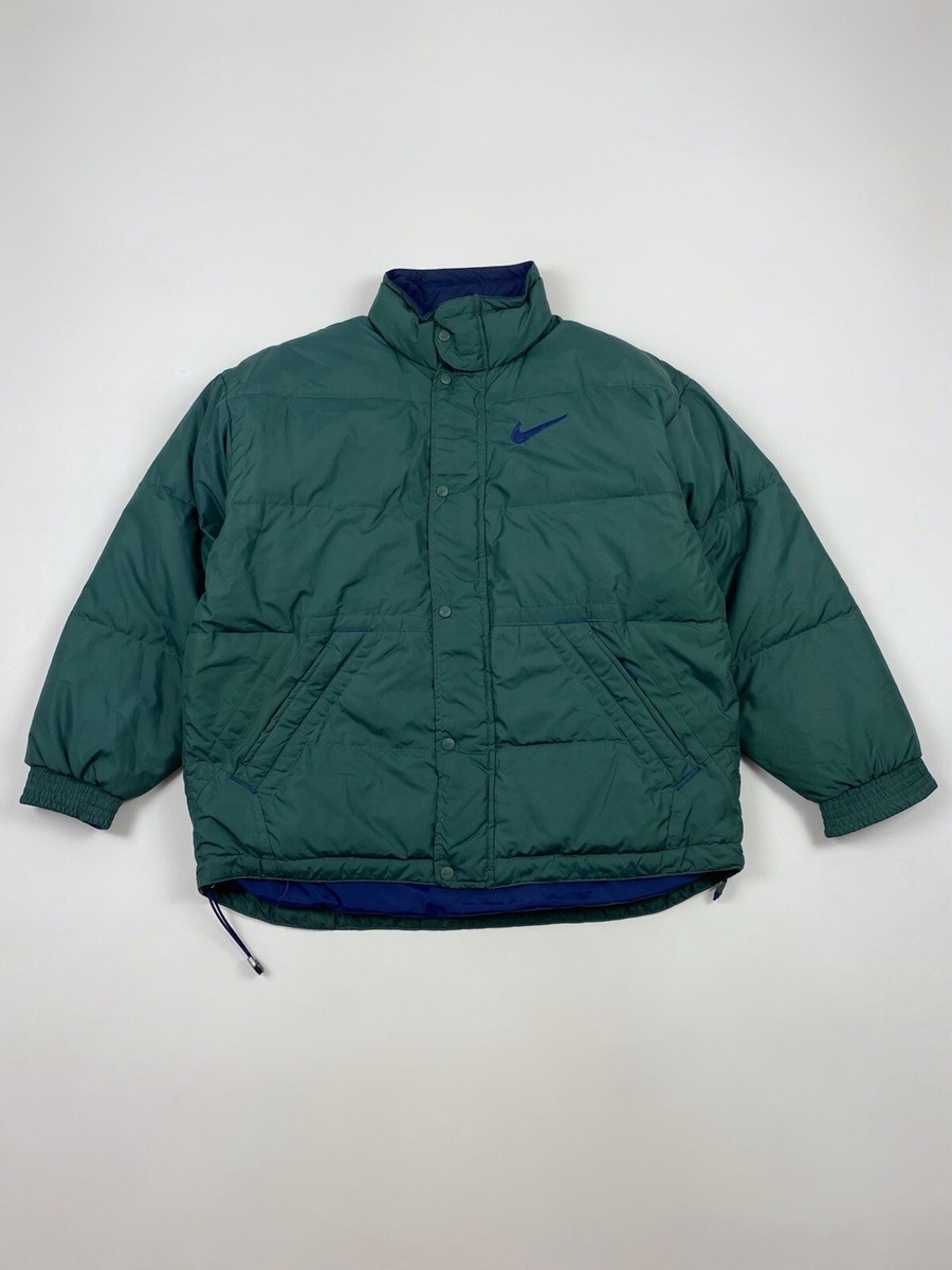 1990's Vintage Nike Big Swoosh Puffer Green Jacket | eBay