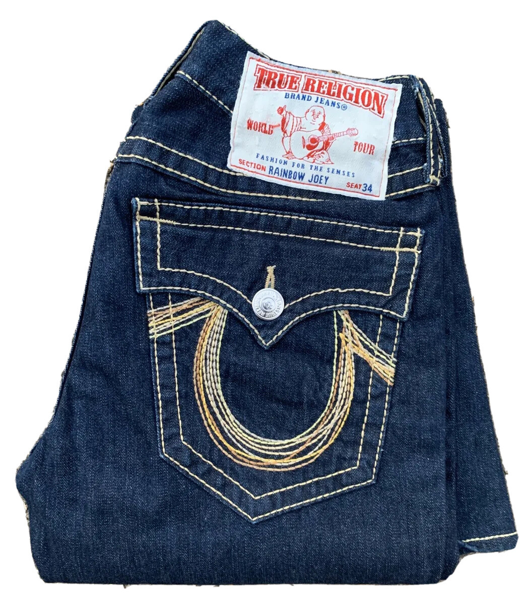 TRUE RELIGION WORLD TOUR RAINBOW JOEY WOMEN'S FLARE BLUE JEANS