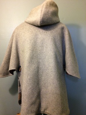 Vtg 60s 70s Ladies Wool Hooded Poncho Zip Up Coat Womens L-XL Cape