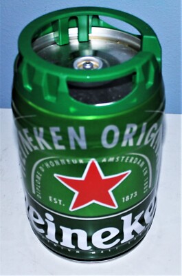 Heineken 5L mini keg, with plastic crown handles. man cave