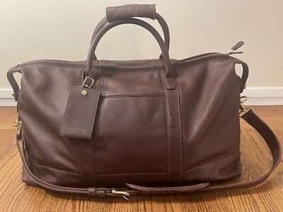 Vintage Coach Chocolate Brown Leather Cabin Weekender Duffel