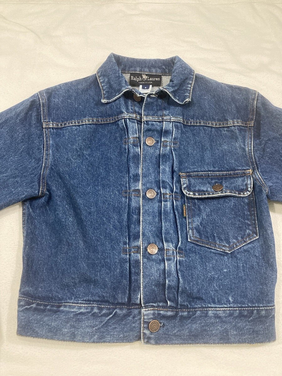 VTG Polo Ralph Lauren Type 1 Denim Jacket S Buckleback 506 Pleated