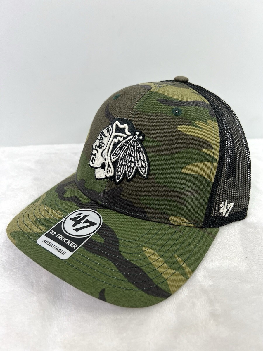 Chicago Blackhawks '47 Brand Camo Trucker Mesh Hat Snapback