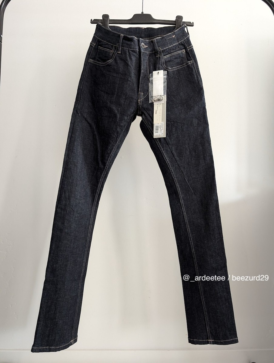 RICK OWENS DRKSHDW FW 2016 DETROIT CUT JEANS (RAW/UNWASHED BLUE