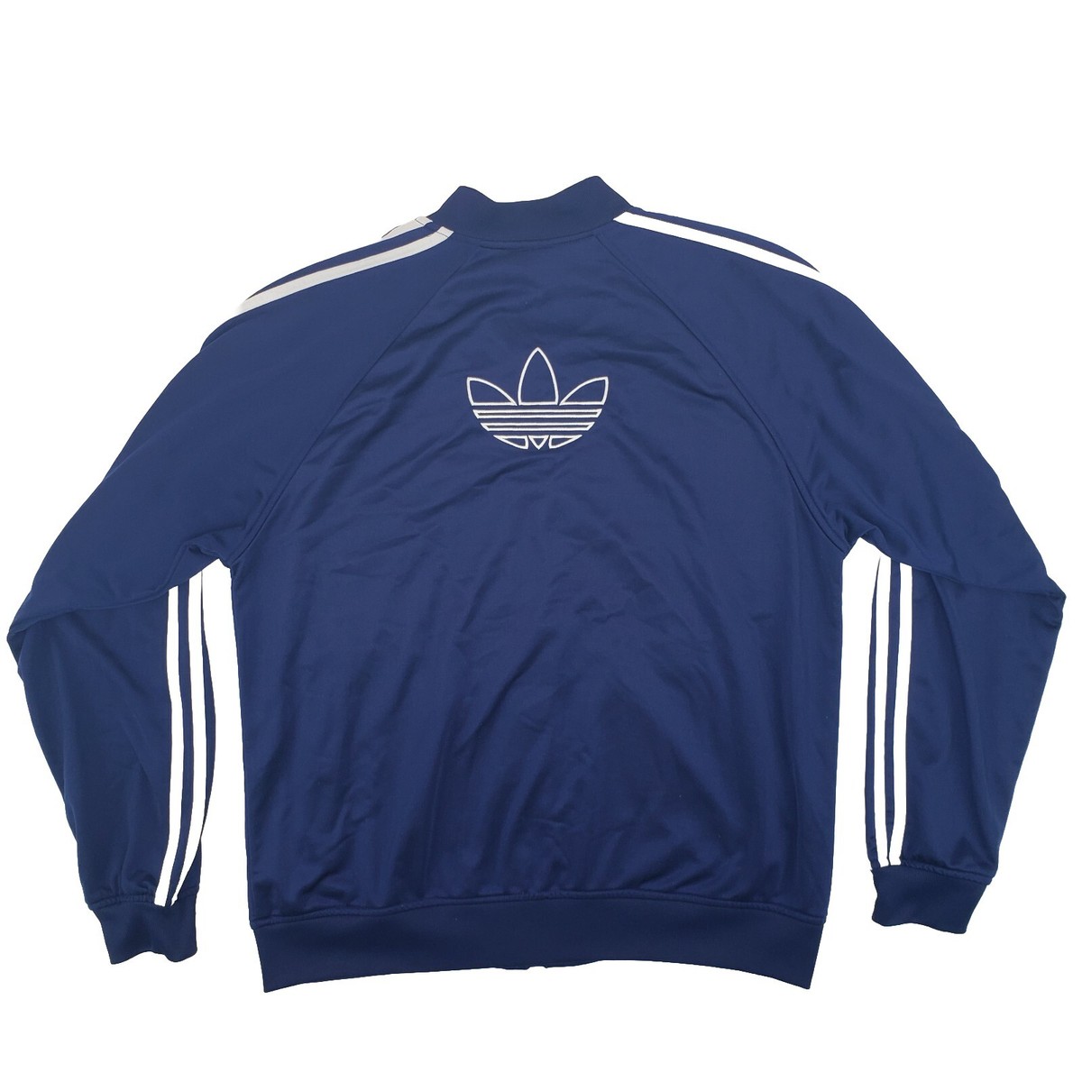 Vintage 90s Adidas Track Jacket Trefoil 3 Stripes Full Zip Blue
