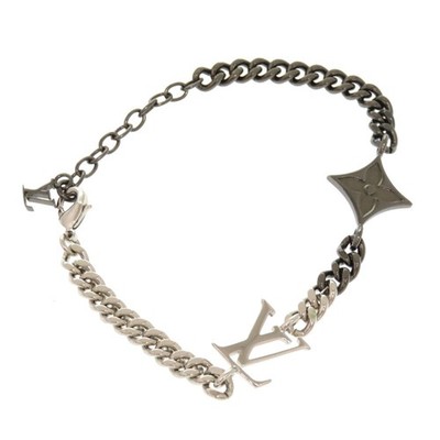 AUTHENTIC LOUIS VUITTON M00508 LV Instinct bracelet Silver/Black