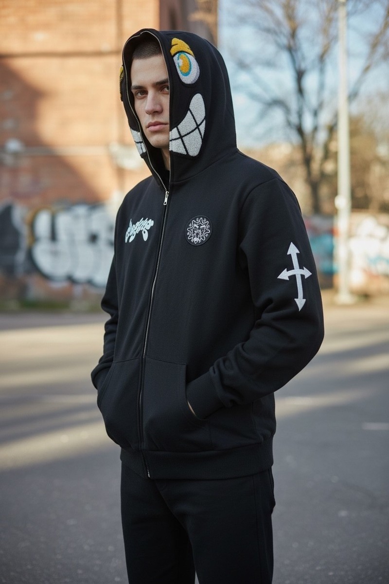 The Glorious Glo Gang Hoodie Full Zip W DENSE EMB FRNT&BCK TUFTED