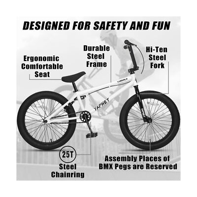 Yaphet 20 Inch Freestyle BMX Bike for Over 7 Years Old Teen Adult
