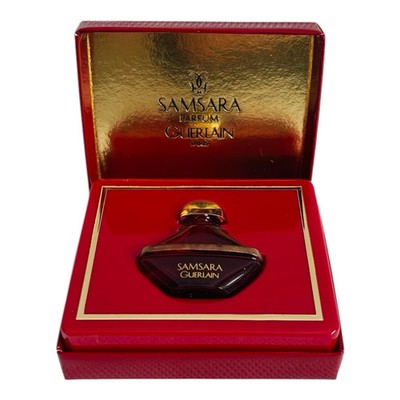 Rare Vintage 1989 Guerlain SAMSARA Perfume Ruby Red Glass Bottle