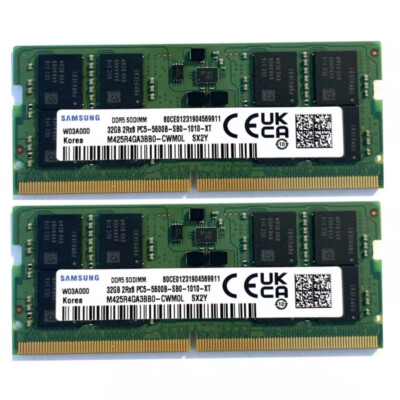 Samsung 64GB (2X32GB) DDR5 5600MHz PC5-44800 SODIMM Memory Ram