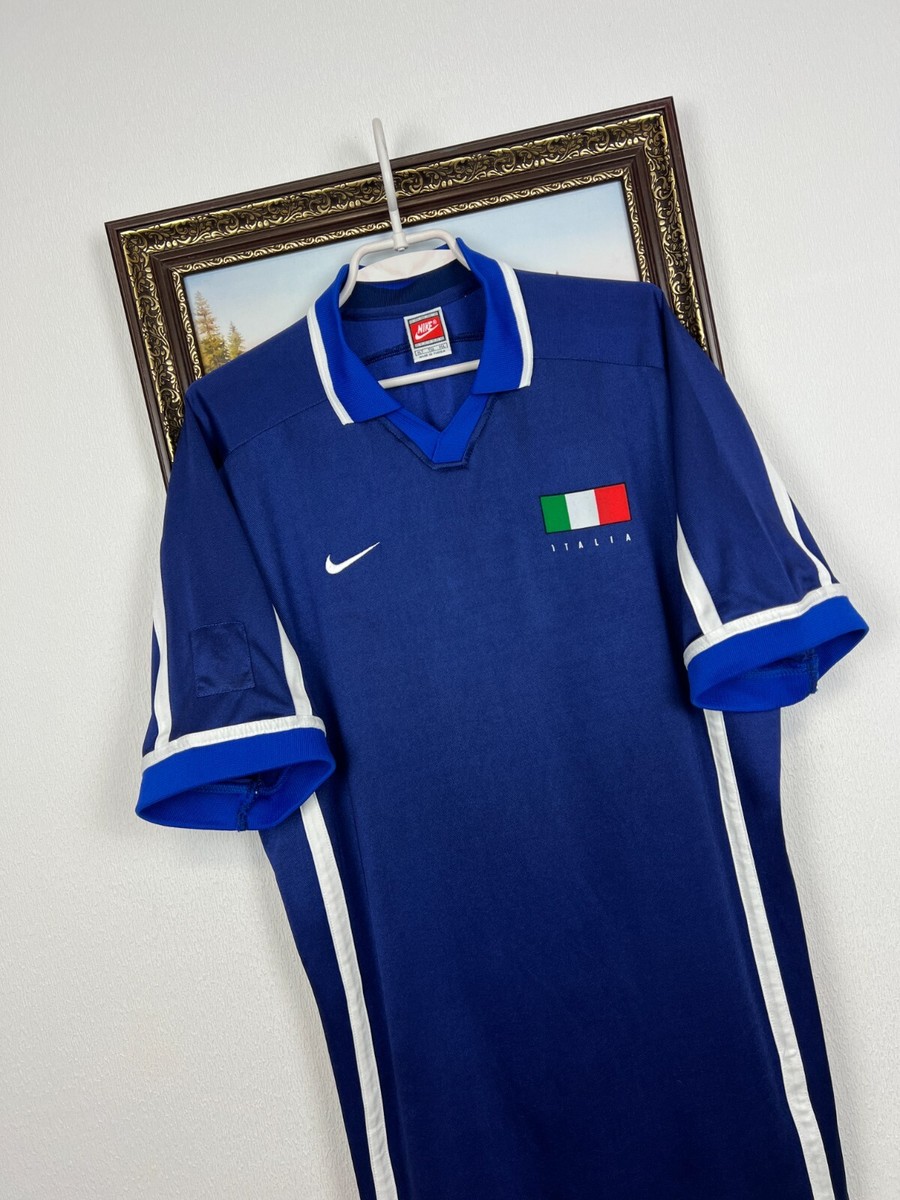 Vintage 90's Nike Italy Football Shirt Soccer Jersey Maglia Blue