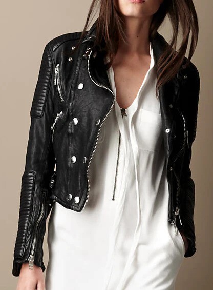 New Burberry Brit Iconic Loseley Quilted Leather Jacket IT 42 US 8