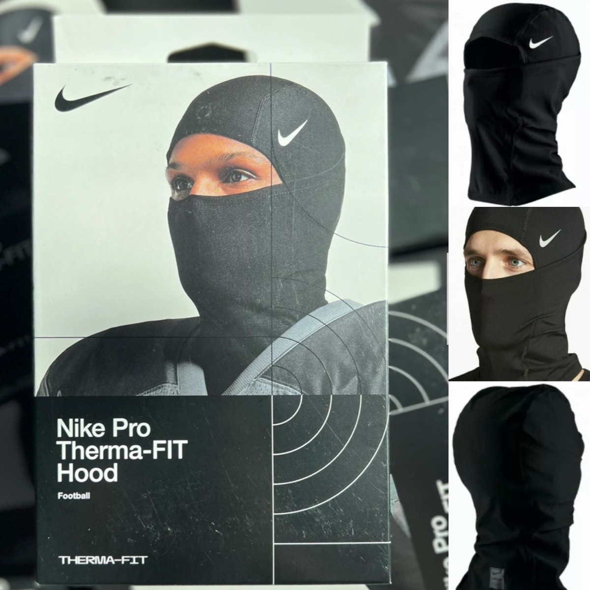 Nike Pro Hyperwarm Hood Therma Fit Unisex Black White Ski Mask