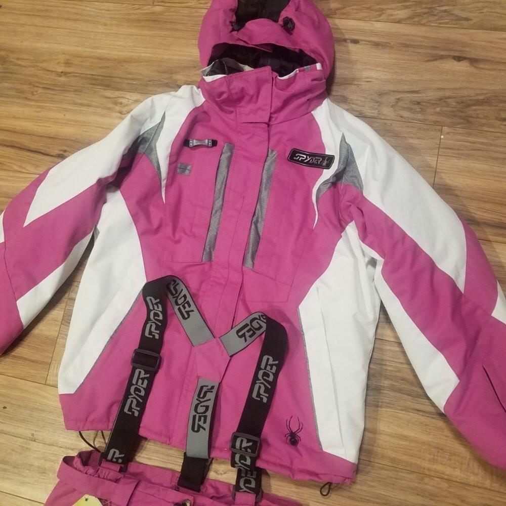 2pc SPYDER Womens Large Pink Snowsuit Snow Ski Snow Suit Jacket