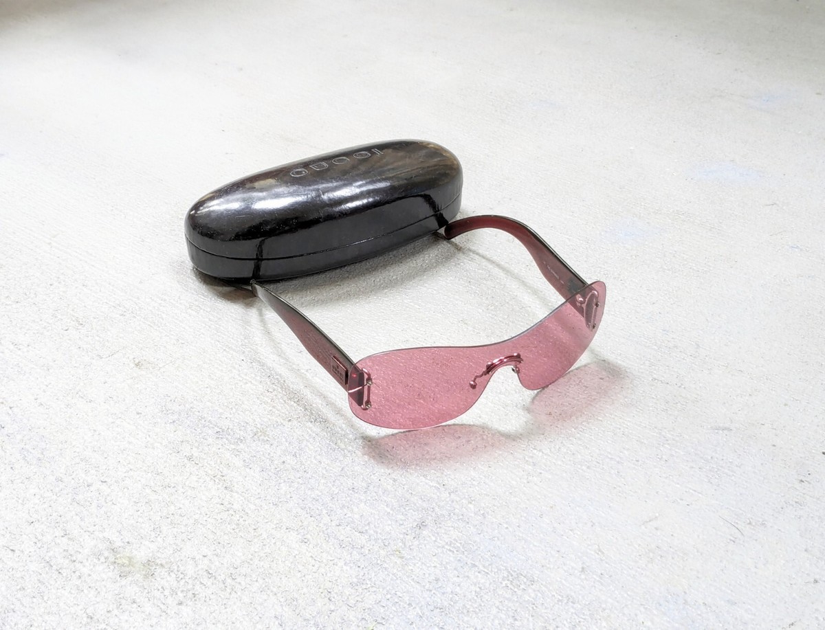 Gucci Sunglasses GG2448/N/S Pink Lenses Shield 69-15 145 Italy Y2K
