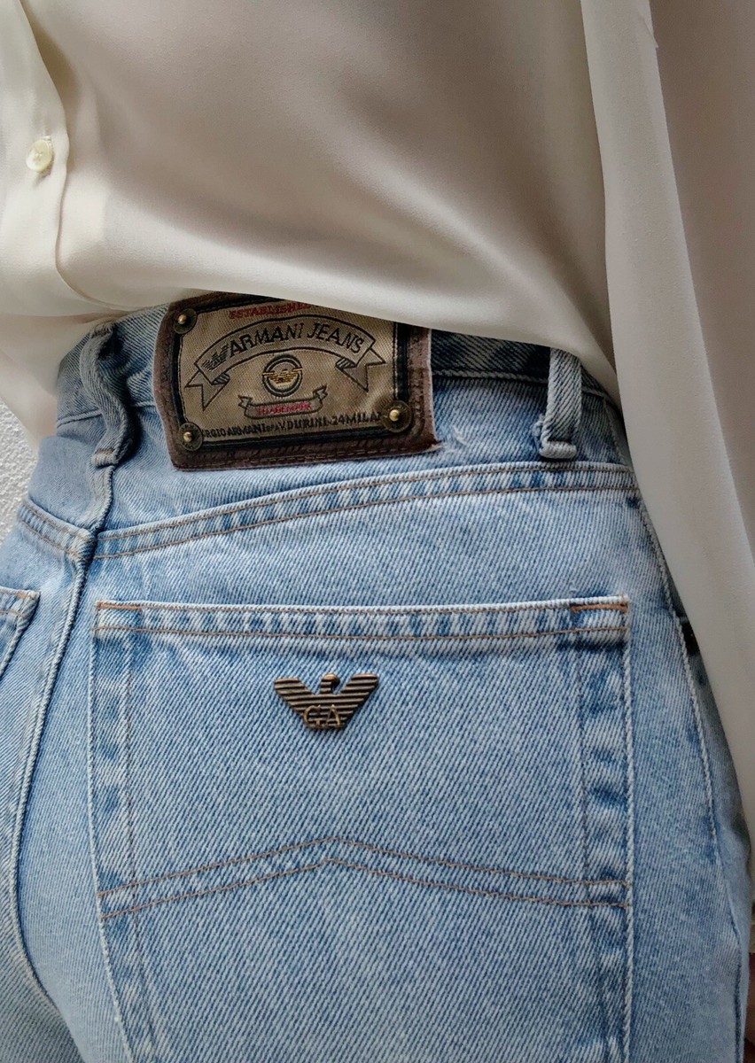 Vintage Giorgio Armani Designer Jeans 90s High Waist Tapered Light