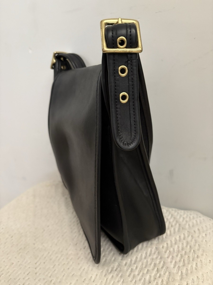 Vintage Coach Legacy Flap Black Leather Bag Purse Handbag