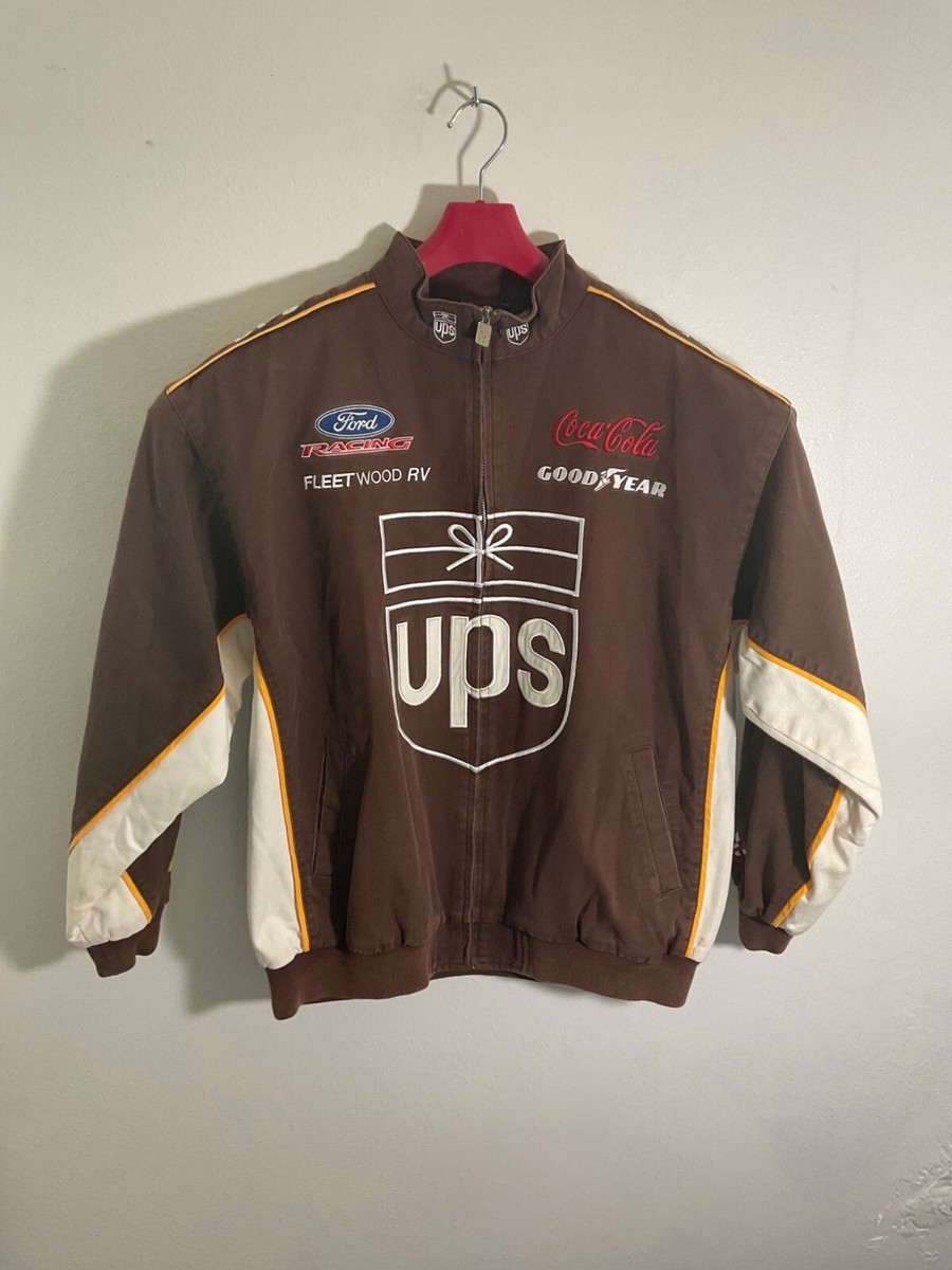Vintage Chase Authentics UPS Racing Jacket XL Brown/White Cotton