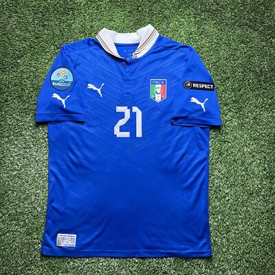 2012 Italy Italia Pirlo Jersey Shirt Kit Blue Puma Home Uefa Euro