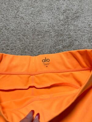 ALO YOGA Women's 7/8 CHECKPOINT Tie Front Leggings Neon Apricot