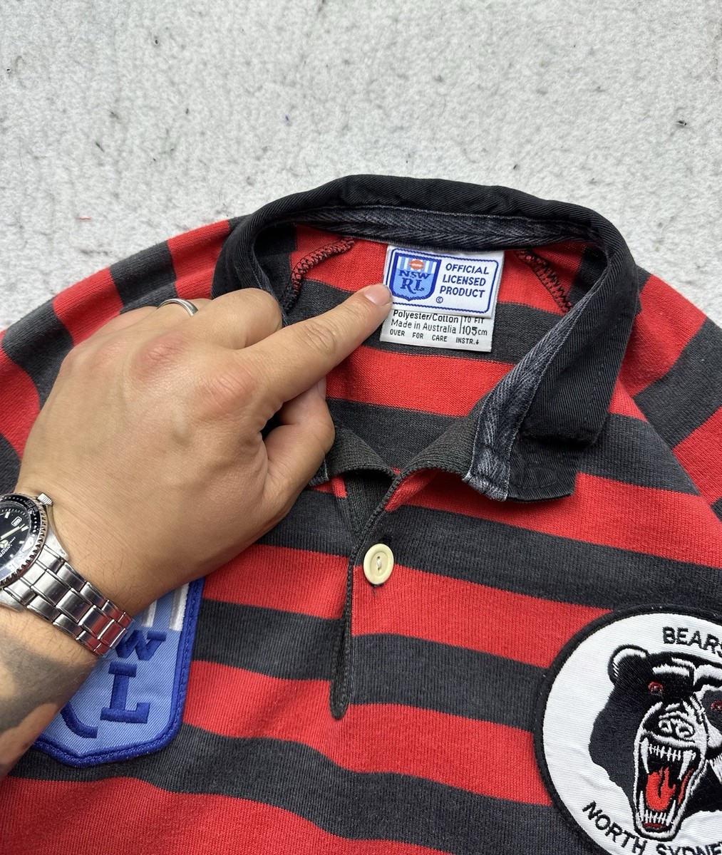 Vintage Men's North Sydney Bears Rugby Jersey 90s NSWRL Striped