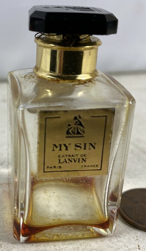 Vintage 1950's Glass Perfume Bottle My Sin Extract of Lanvin Paris