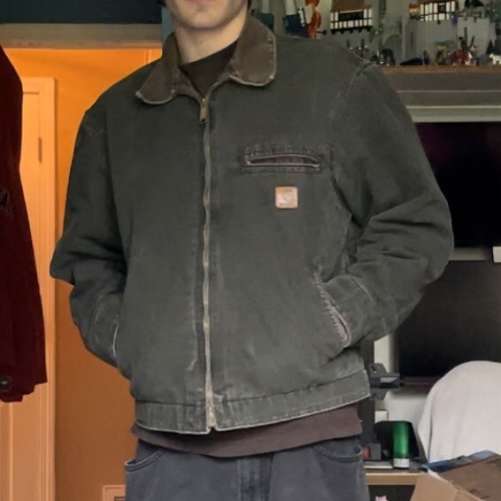 Vtg 2003 Carhartt J97 MOS Green Moss Blanket Lined Detroit Jacket