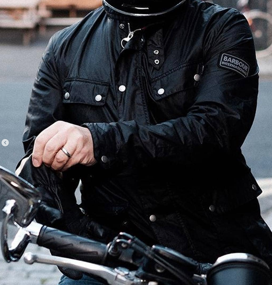 Black ~ Barbour Tourer DUKE Waxed Motorcycle Jacket MSRP$485