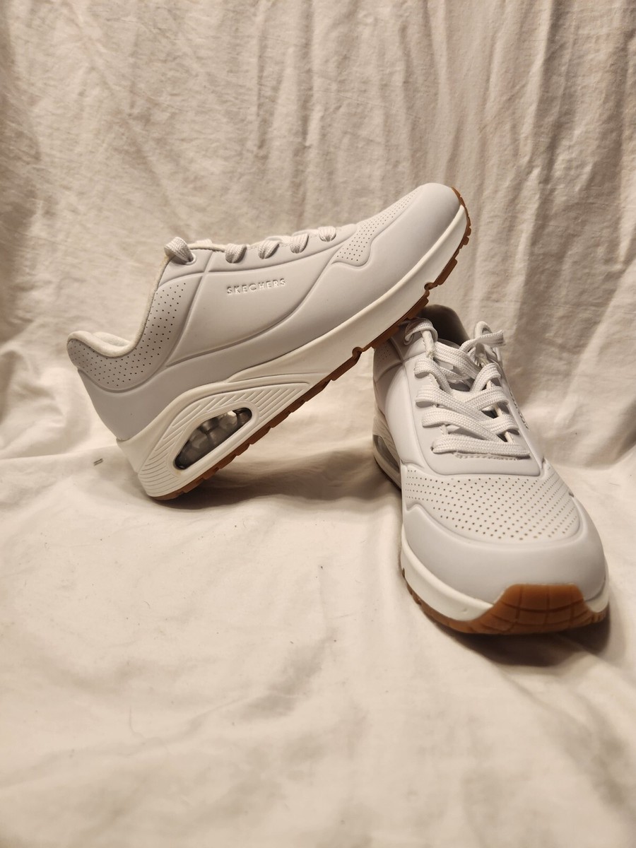 Skechers Women's Uno Stand On Air Lace Up Shoes White Size 9