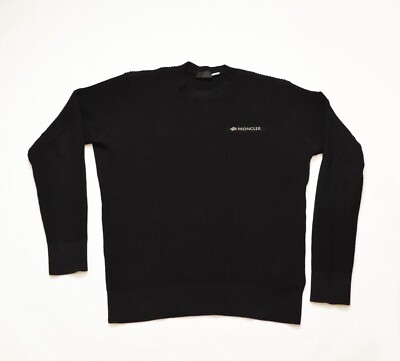 $800 Moncler Girocollo Tricot Waffle Knit Cotton Crew Neck Sweater