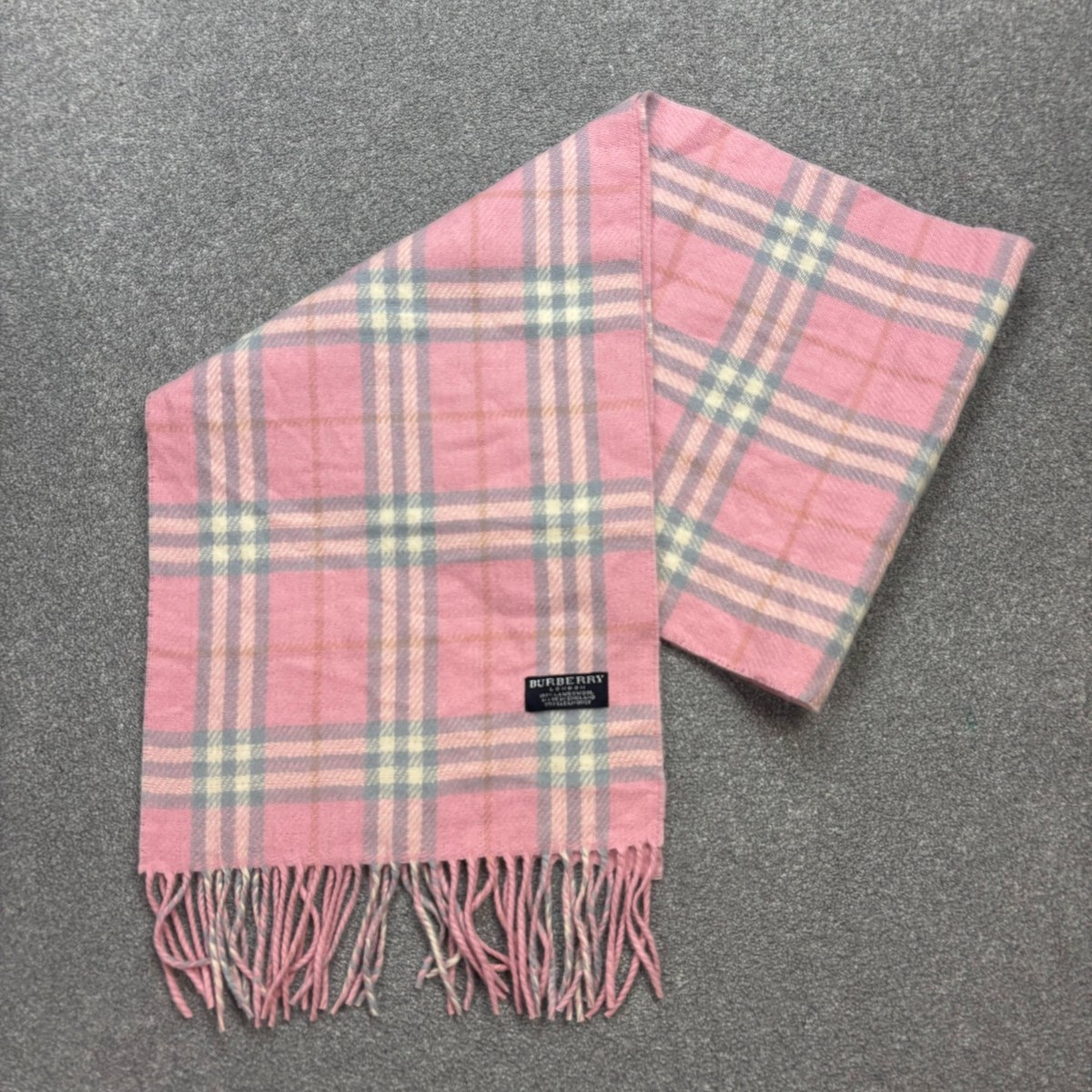 Burberry London Scarf 58x12 Inches Pink Nova Check 100% Lambswool