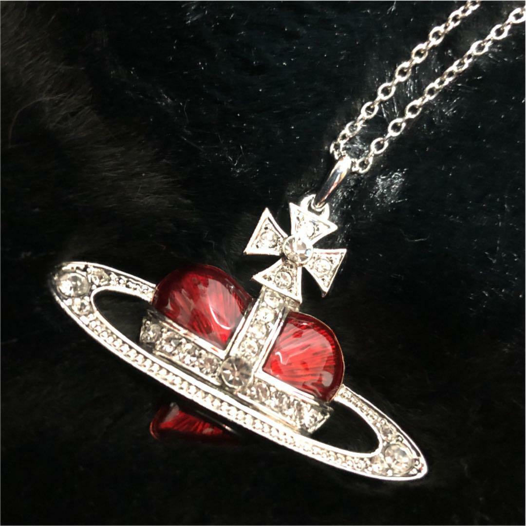 Vivienne Westwood Red Diamante Heart Necklace Silver Near Mint | eBay