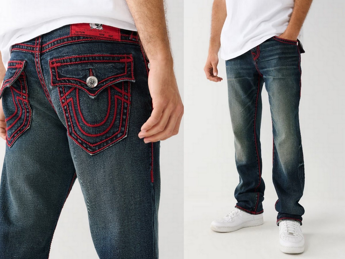 True Religion Men's Ricky Rope Stitch Relaxed Straight Jeans