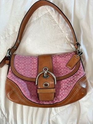 Coach Soho Signature Pink Buckle Detail Shoulder Bag Y2k Very Rare