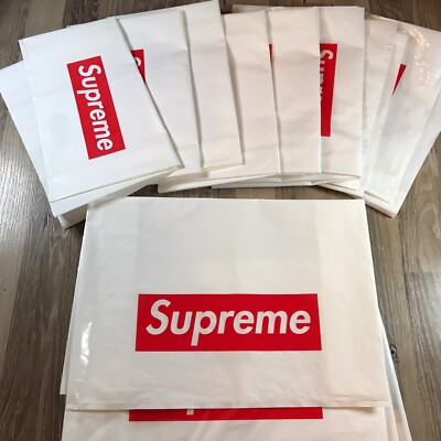 LOT of 10, Supreme White Retail Bag Red Box Logo (8) 16