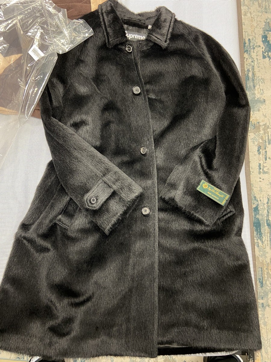 100 Authentic Supreme Loro Piana Alpaca Wool Overcoat Black Size L