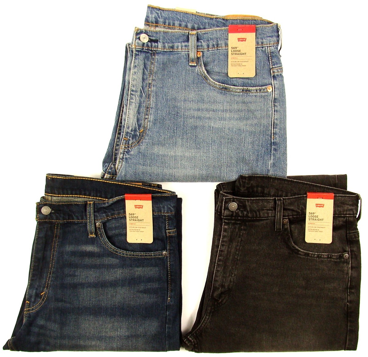 New Levis 569 Jeans Mens Loose Fit Stretch Straight Leg Levi's
