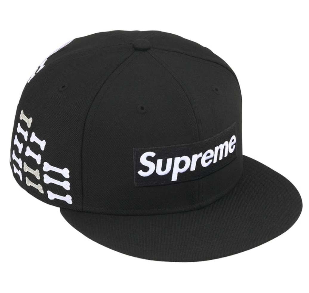 New Supreme Bones Box Logo New Era Black 7 3/8 | eBay