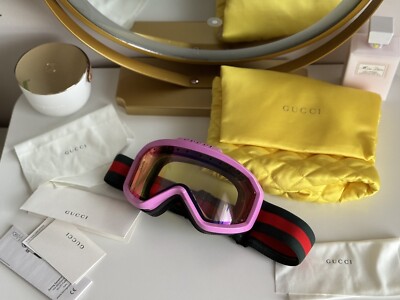 NWT Gucci Ski Goggles Glasses GG Logo Multicolor Adjustable Strap