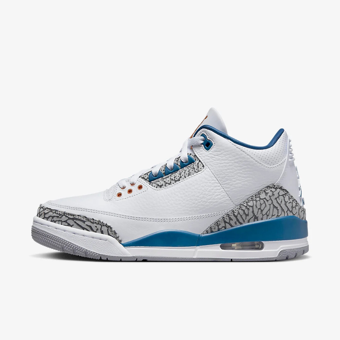 Nike Air Jordan Retro 3 Wizards White Blue Cement Gray Grey Mens